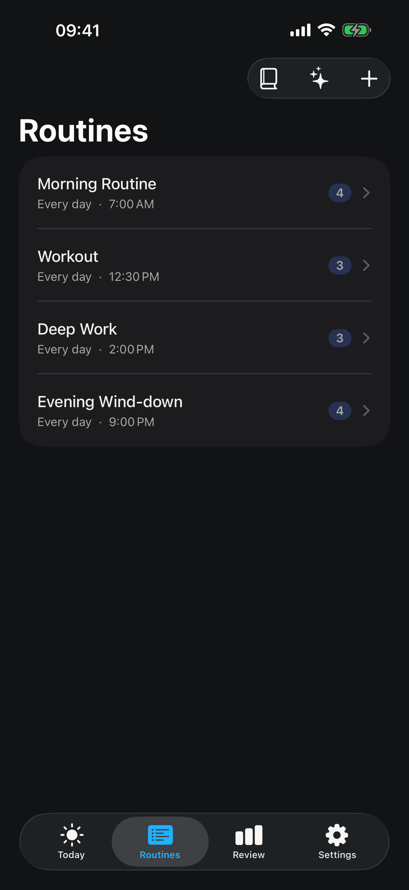 RoutineTracker app screen